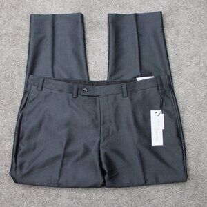 Calvin Klein Dress Pants NWT Mens 40x30 Gray Flat Front Suit Separate Poly/Rayon